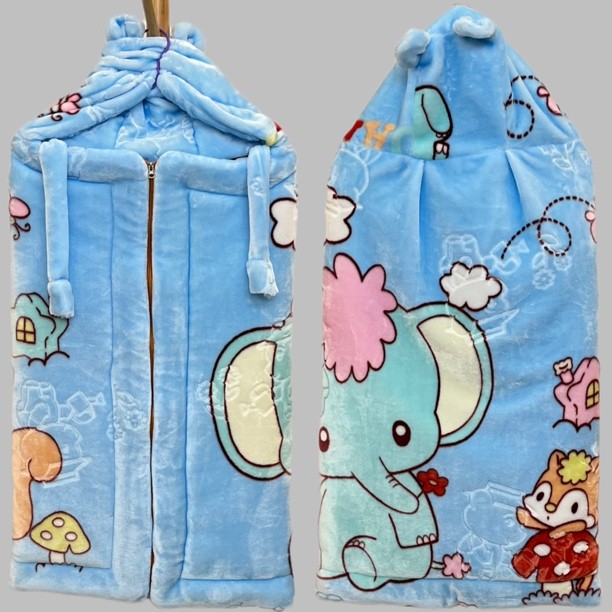 （0-2岁）1×1米连帽睡袋双层加棉婴幼儿云毯披风斗篷抱被冬季款