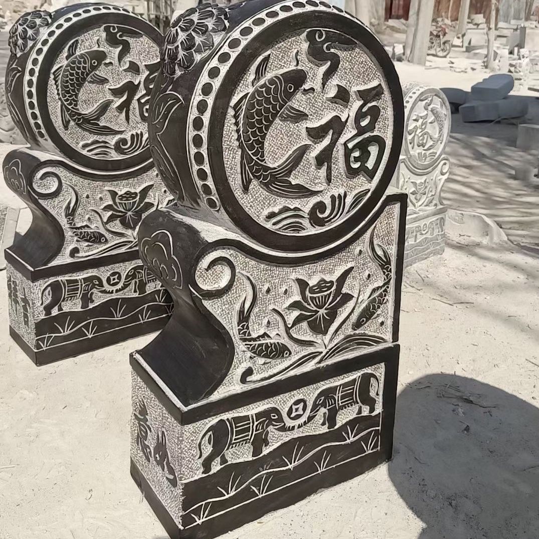 青石石雕门墩抱鼓石貔貅门鼓石摆件大象门墩门口一对石墩石墩子