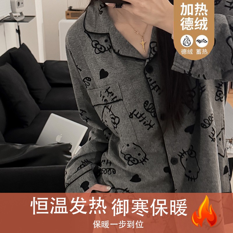 秋冬德绒2025新款秋冬德绒长袖睡衣加厚甜美可爱少女套装家居服
