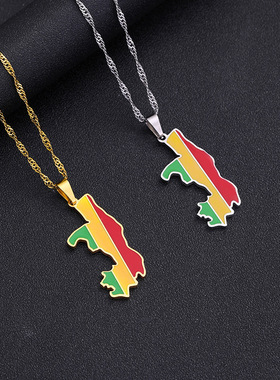 Stainless Steel Map Pendant Necklace 复古地图钛钢吊坠