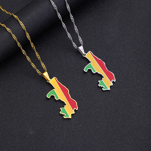 Stainless Steel Map Pendant Necklace 复古地图钛钢吊坠