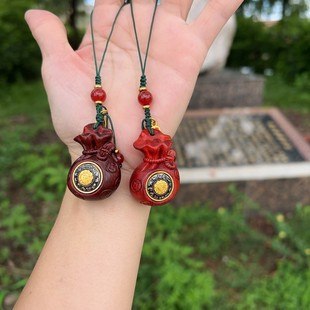 【福气满满】紫檀钱袋子汽车钥匙扣包包手机链小挂件(颜色随机发