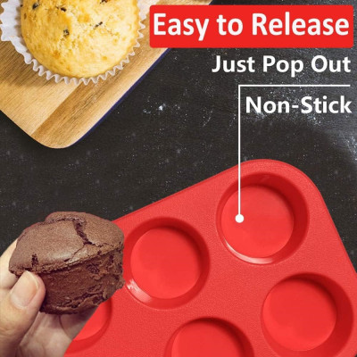 Silicone Muffin Pan 6 Cup Cupcake Baking Cups Egg Muffin
