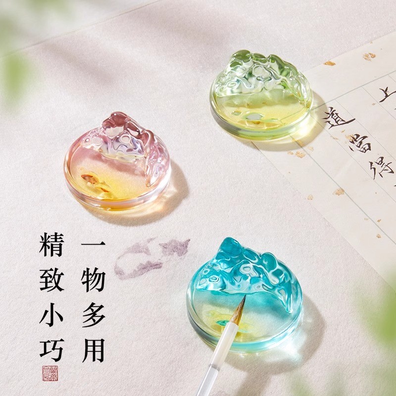 琉璃小墨碟笔舔书法国画专用墨蝶墨水碟碟墨汁多功能色小楷墨池