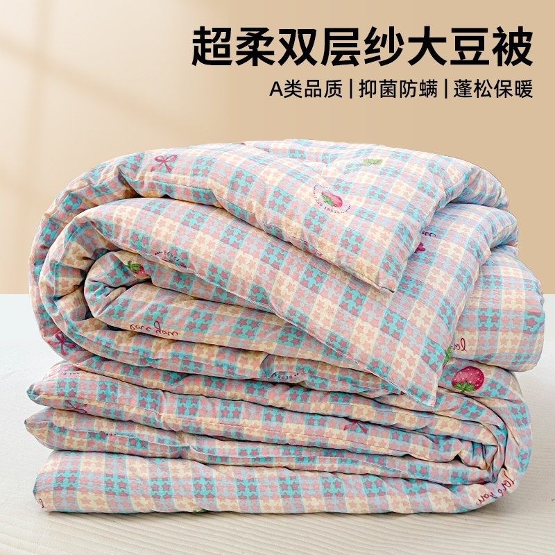 A类双层纱大豆纤维被子冬被加厚保暖被芯家用卧室春秋被四季通用,床上用品,棉花被,淘宝优惠券,粉丝福利购,淘宝优惠卷