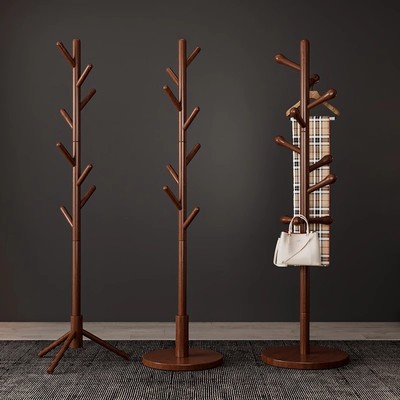 德国实木挂衣架落地卧室家用结实耐用小型衣帽架立式挂衣服的架子