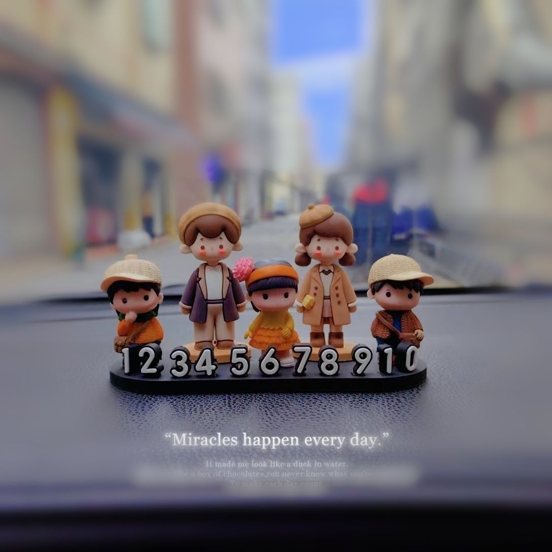 新款临时电话号码牌高级感车上移车挪车留号一家三口四口车载摆件