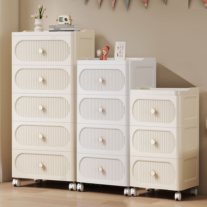 加厚加深抽屉式收纳柜夹缝储物柜卧室塑料五斗柜万向轮多层置物架