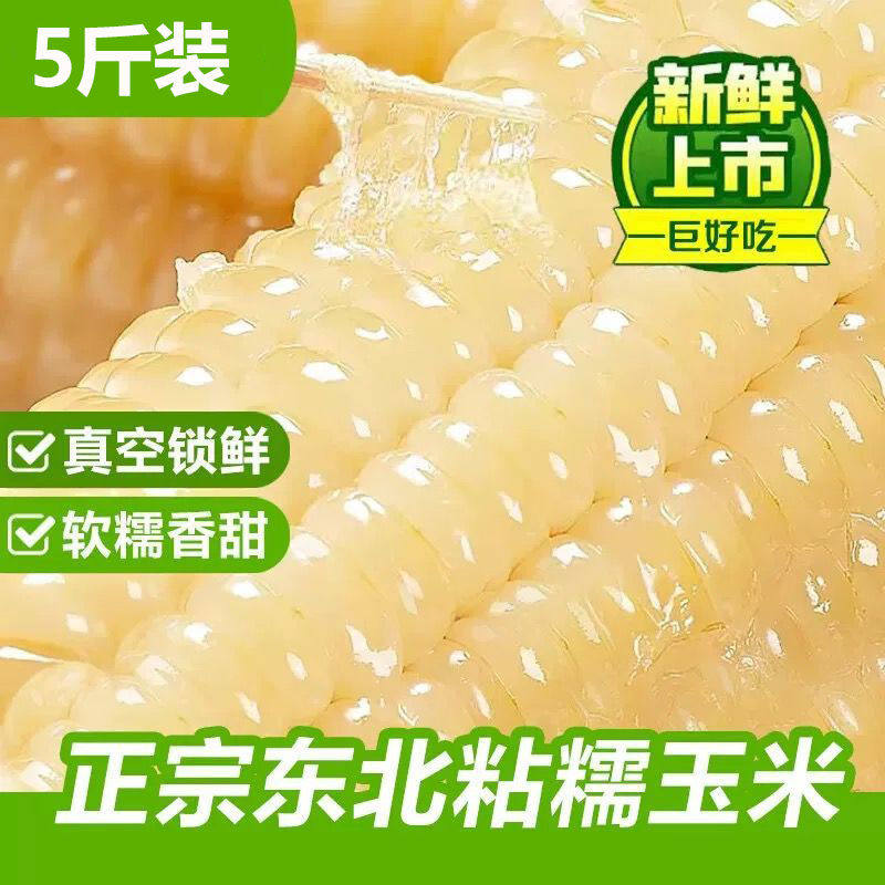 东北黑龙江白糯玉米5斤微甜香糯好吃代餐粗粮加热真空非黄糯黑糯