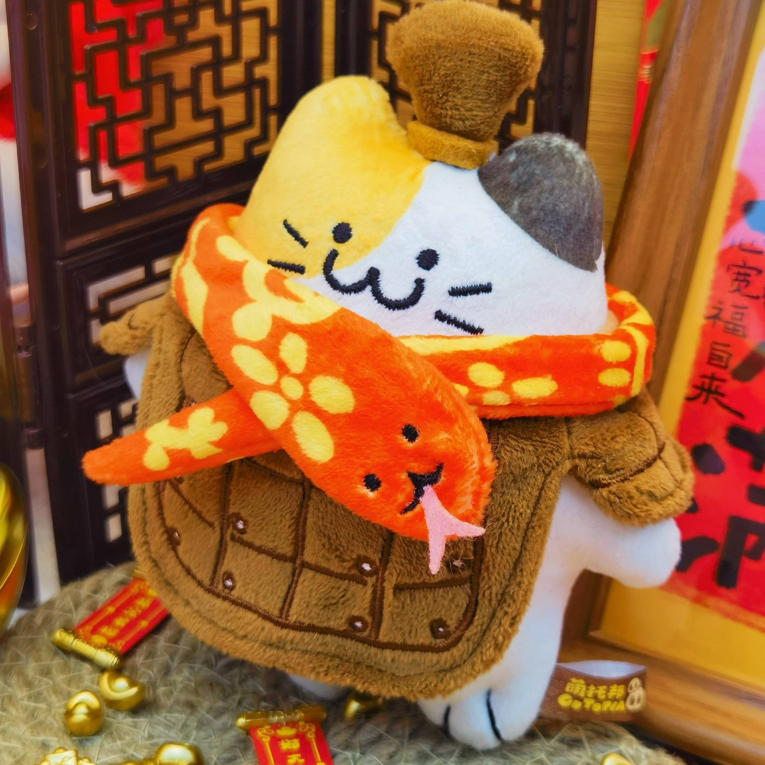 萌托邦CUTOPIA-万物喵系列兵猫俑毛绒挂件-迎春小蛇围巾配件