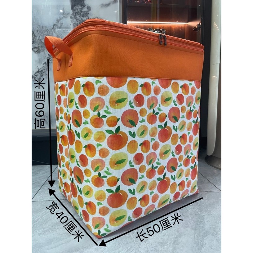 120升蜜橙【双拉链带钢圈】带防潮盖大容量防潮搬家收纳袋