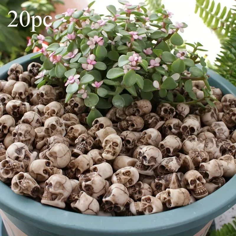20pcs Mini Skulls Halloween Garden Decoration Bonsai Courtya
