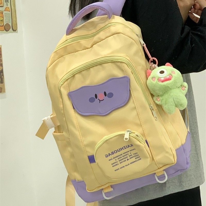 中学生书包女款2025新款2024新款书包休闲大容量学生书包女奶油可