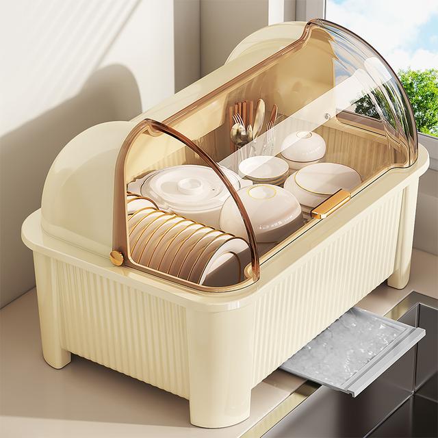 锦绣百年厨房碗柜放碗碟收纳架防尘多功能带盖沥水家用大容量碗架