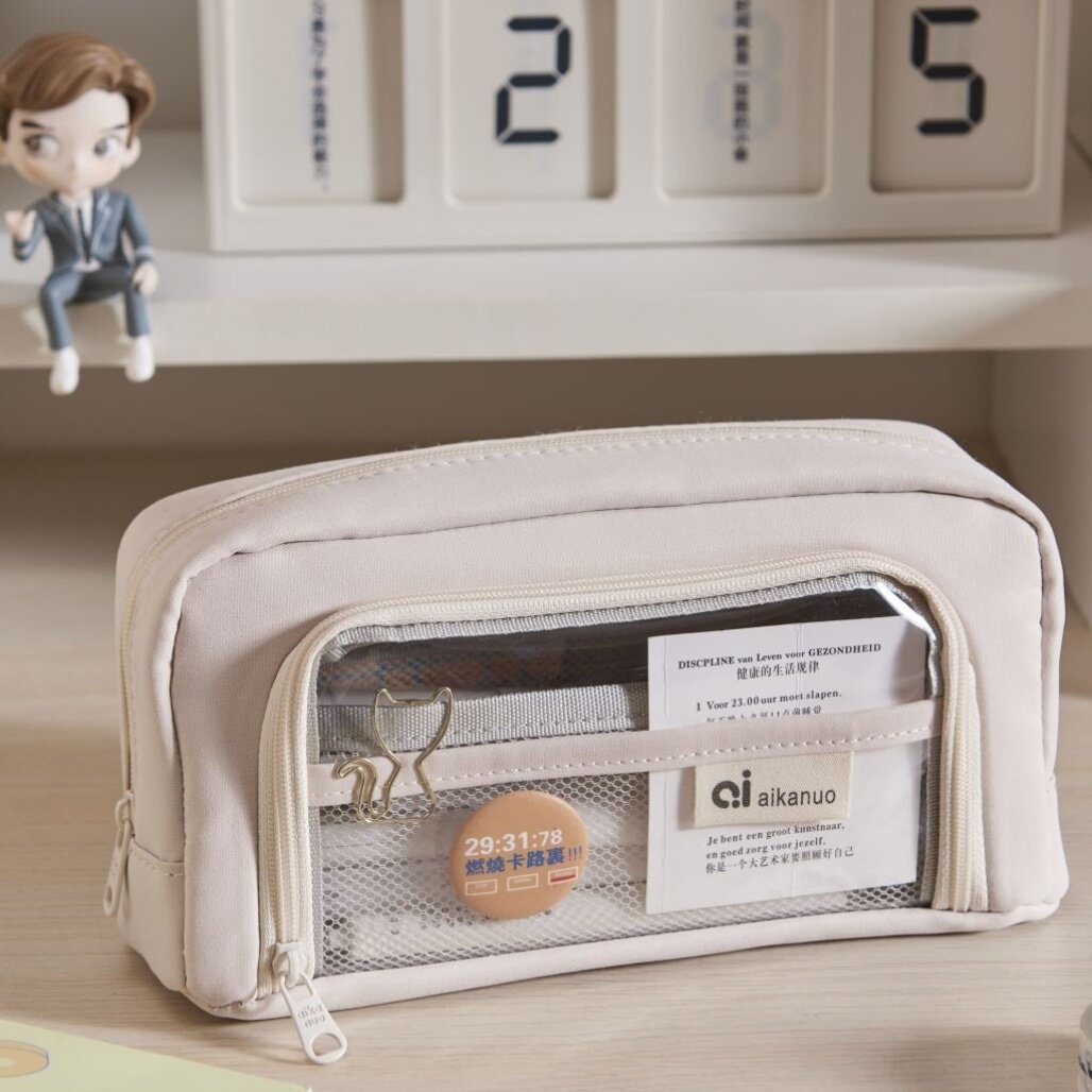 升级笔袋ins可视窗初中笔袋高颜值半透明初高中女生大容量文具盒