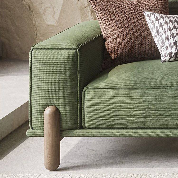 复古网红绒布日式豆腐块直排三人位意式极简实木灯芯绒布艺沙发