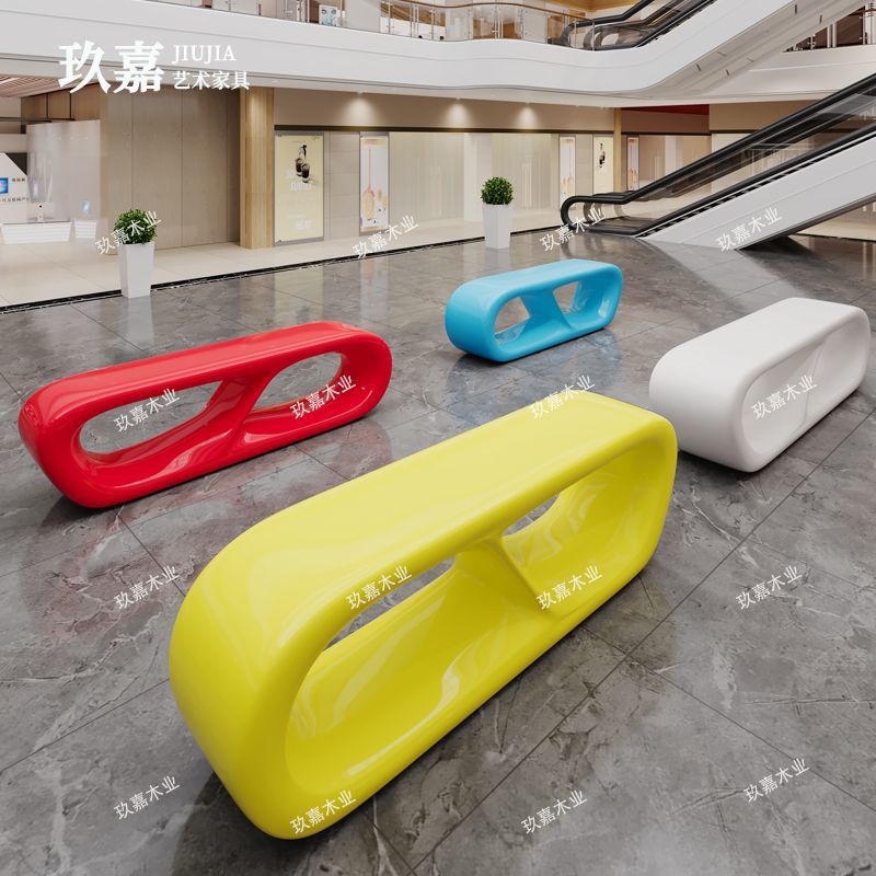 玻璃钢休闲椅日字椅商场休息区美陈座椅户外长条景观创意树池坐凳