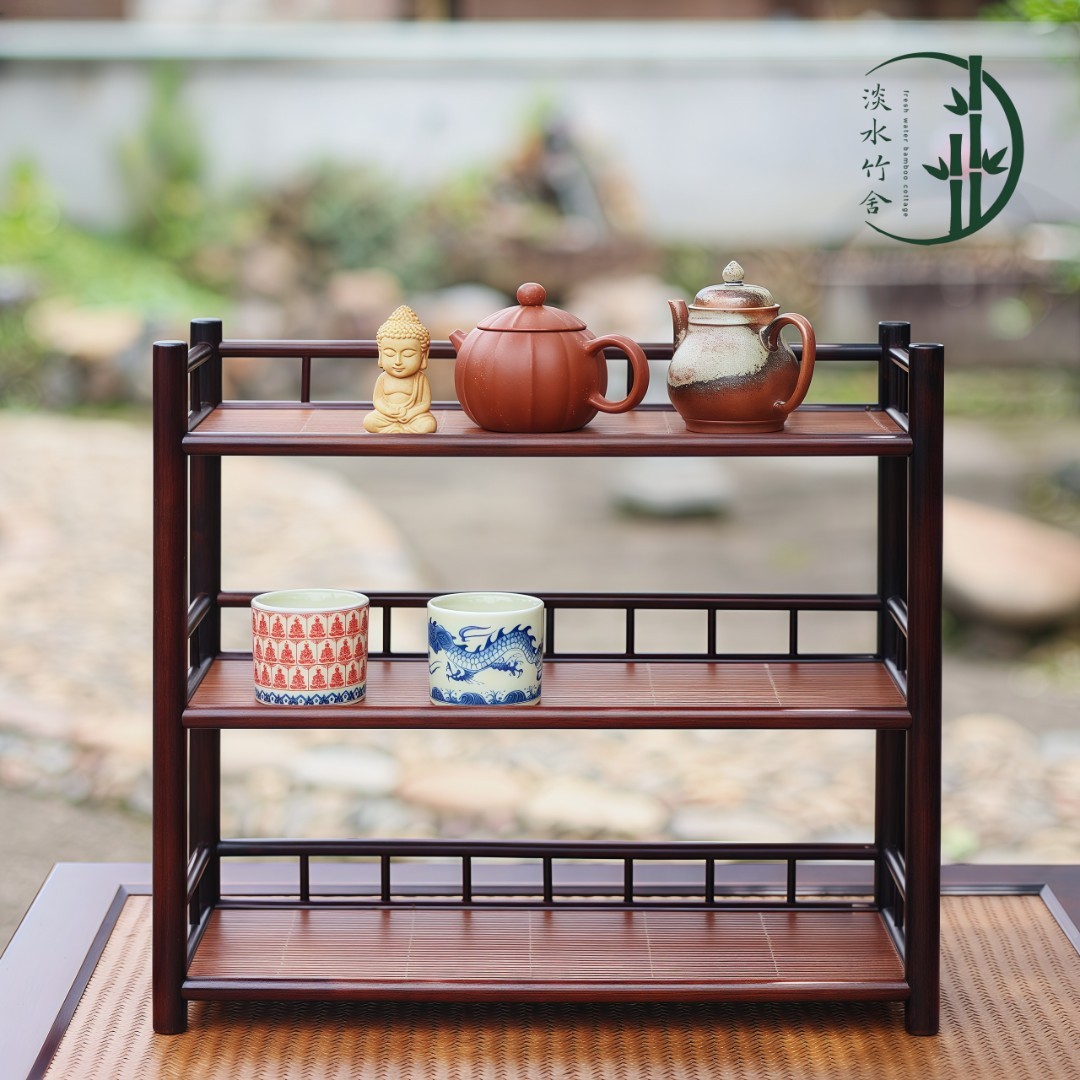 「落苏」桌面茶架手工茶杯架高山楠竹博古架干泡台茶具新中式