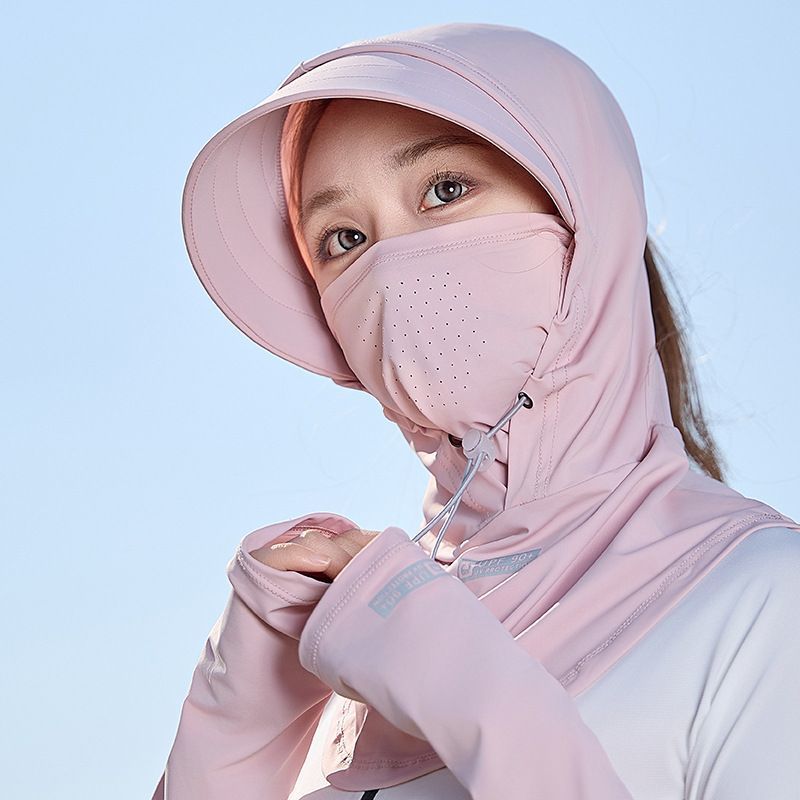 新款夏季女款帽子骑车防晒面罩护颈一体围脖头套冰丝头巾全脸遮阳