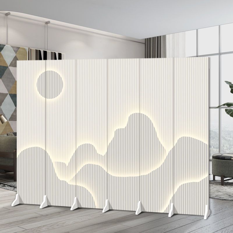 客卧一体隔断新中式屏风隔断客厅遮挡可移动折叠定制办公室山水酒