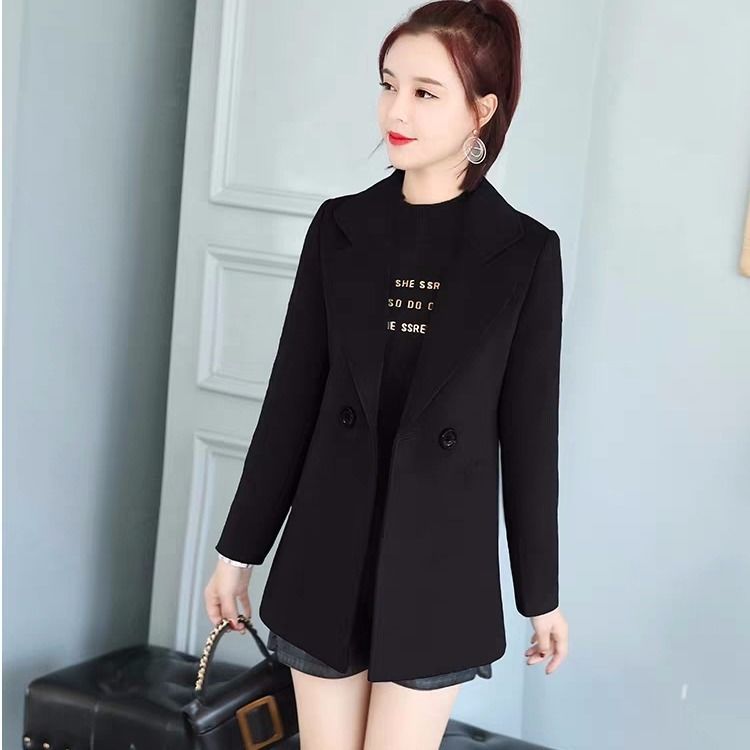 不起球毛呢西装女外套2020春秋冬新款韩版短款修身青年呢子女上衣