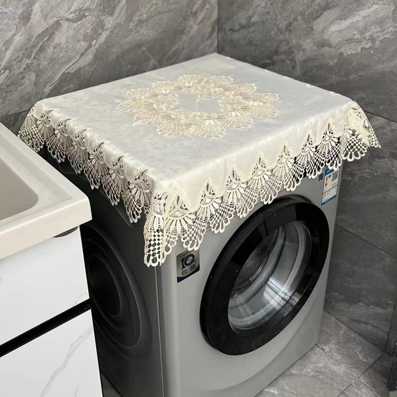 北欧风滚筒式套罩洗衣机罩防尘防晒蕾丝盖巾韩式床头柜床头套罩