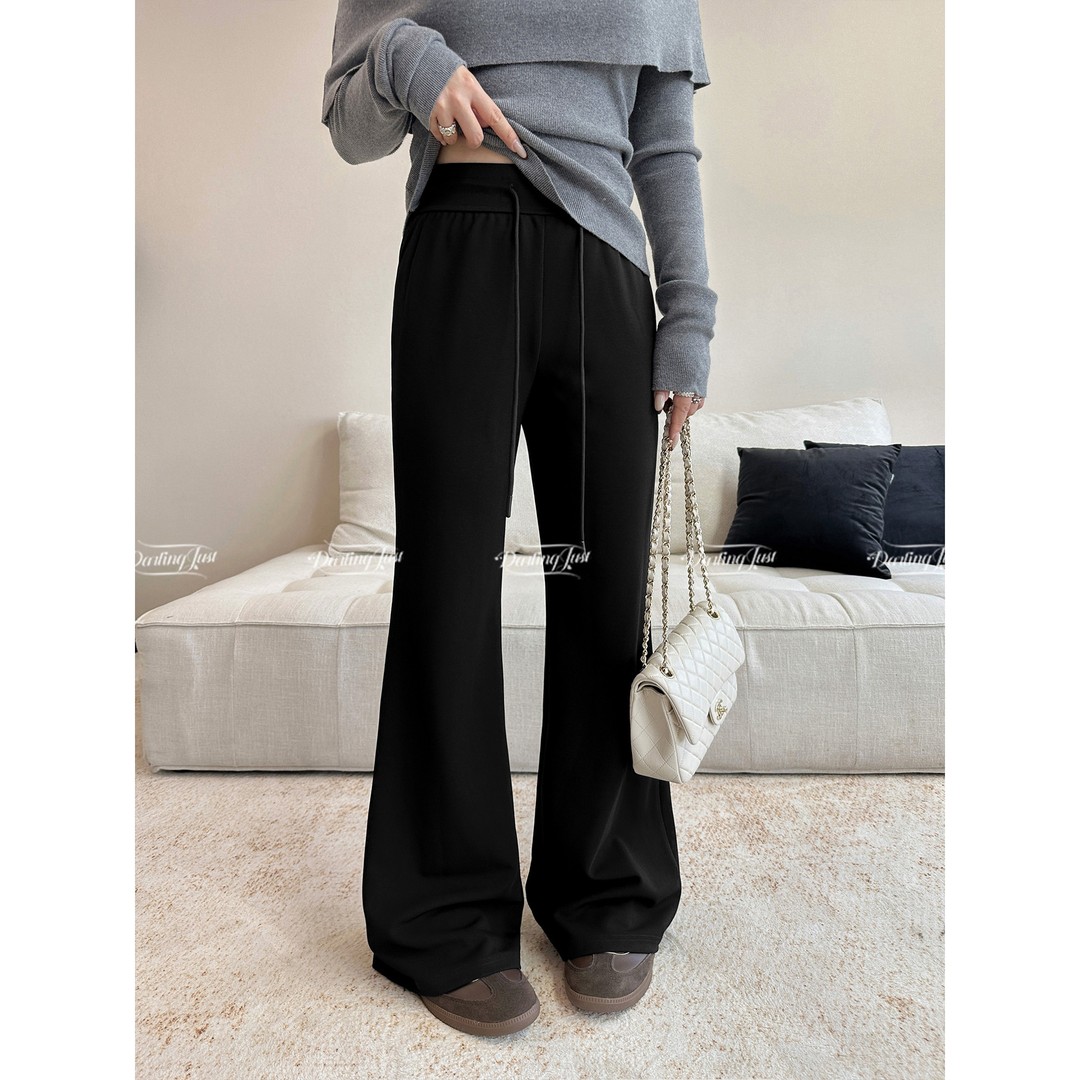 韩国进口DarlingJust小野墩墩[调腿裤]微喇卫裤抽绳高腰显瘦垂感