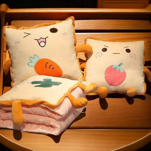 车载学生睡枕神器抱枕靠枕二合一两用被子办公室午睡折叠四季通用