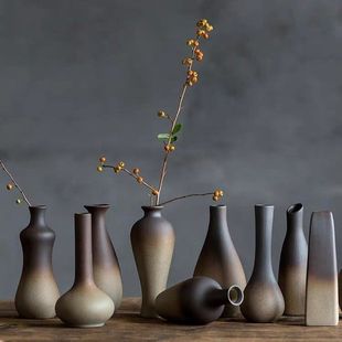 陶瓷复古花瓶迷你小花插中式禅意桌面装饰摆件干鲜花水培植物花器