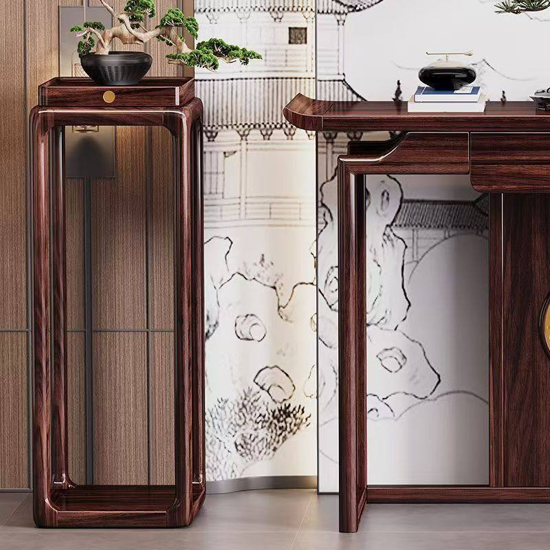 新中式实木花架落地乌金木花架置物架居家客厅书房室外简约禅意架