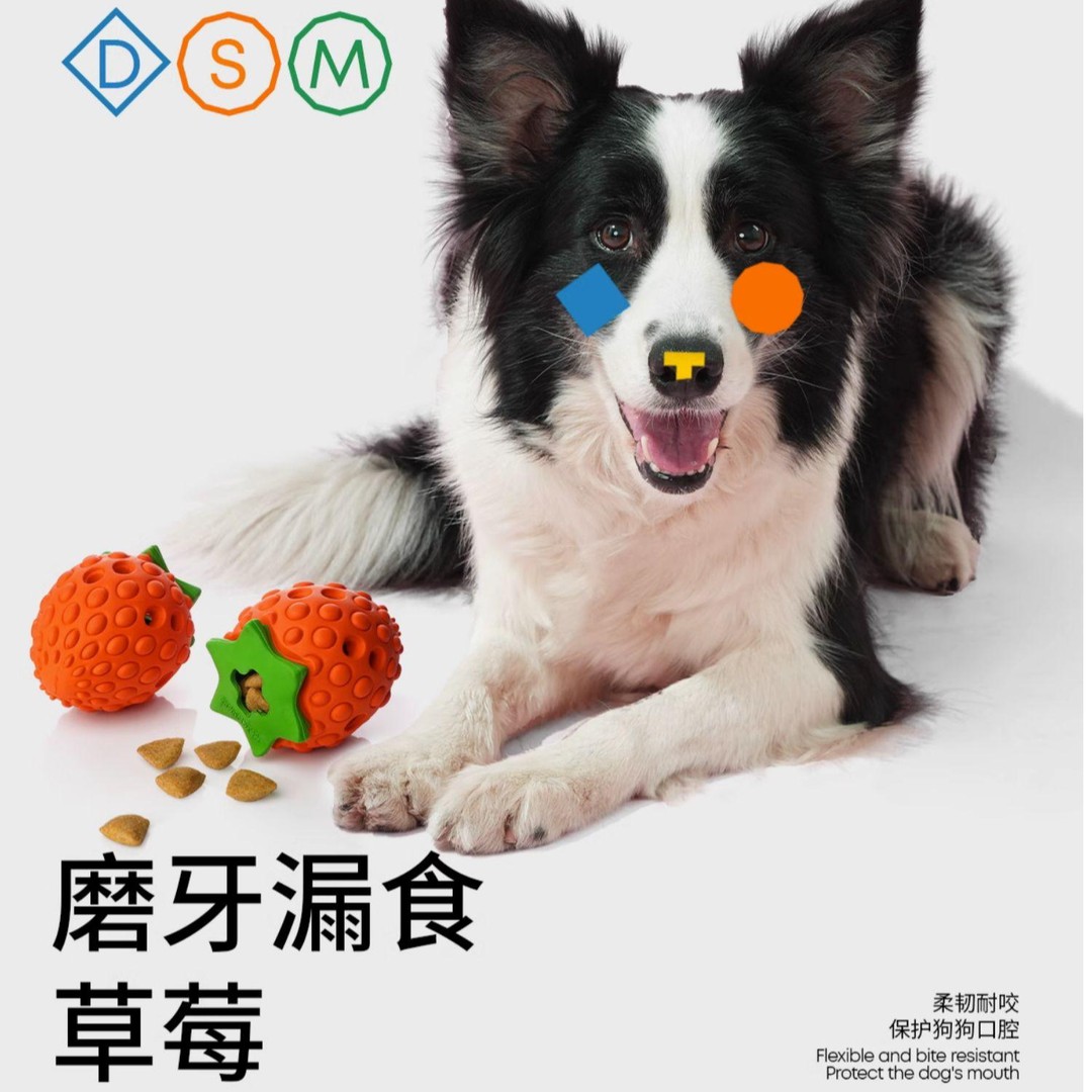 MoovaLab狗狗玩具解闷自嗨草莓橡胶漏食宠物磨牙洁齿陪伴清洁耐咬