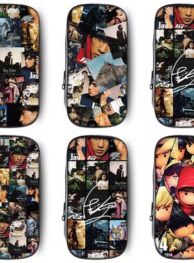 周杰伦笔袋jay文具盒男孩中小学生大容量铅笔盒拉链款帆布袋