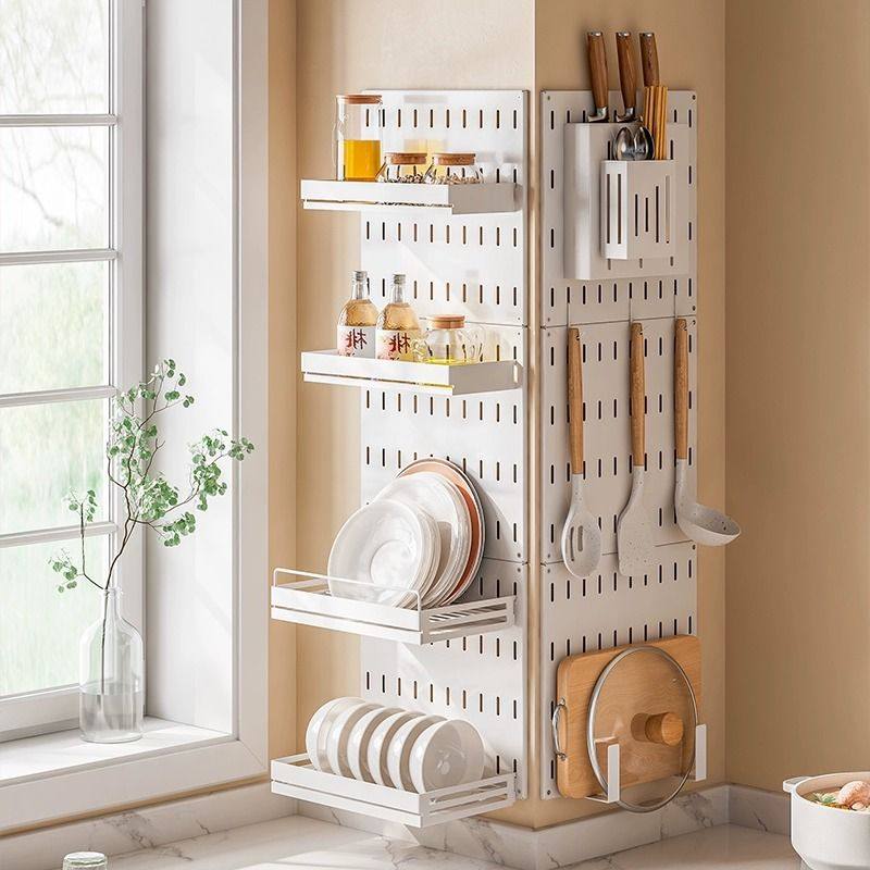 不锈钢厨房洞洞板免打孔壁挂置物架调料架碗碟沥水架刀具架收纳架,收纳整理,收纳洞洞板,淘宝优惠券,粉丝福利购,淘宝优惠卷