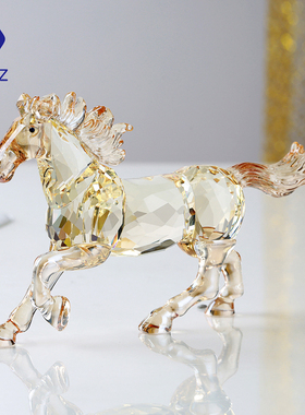 水晶马十二生肖吉祥物动物摆件桌面工艺品装饰品轻奢生日新年礼物