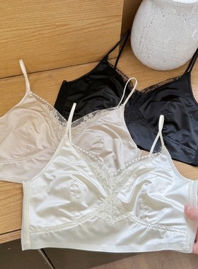 【法式珠光蕾丝美背】深V兔耳朵百搭舒适透气吊带内衣-2528-gml