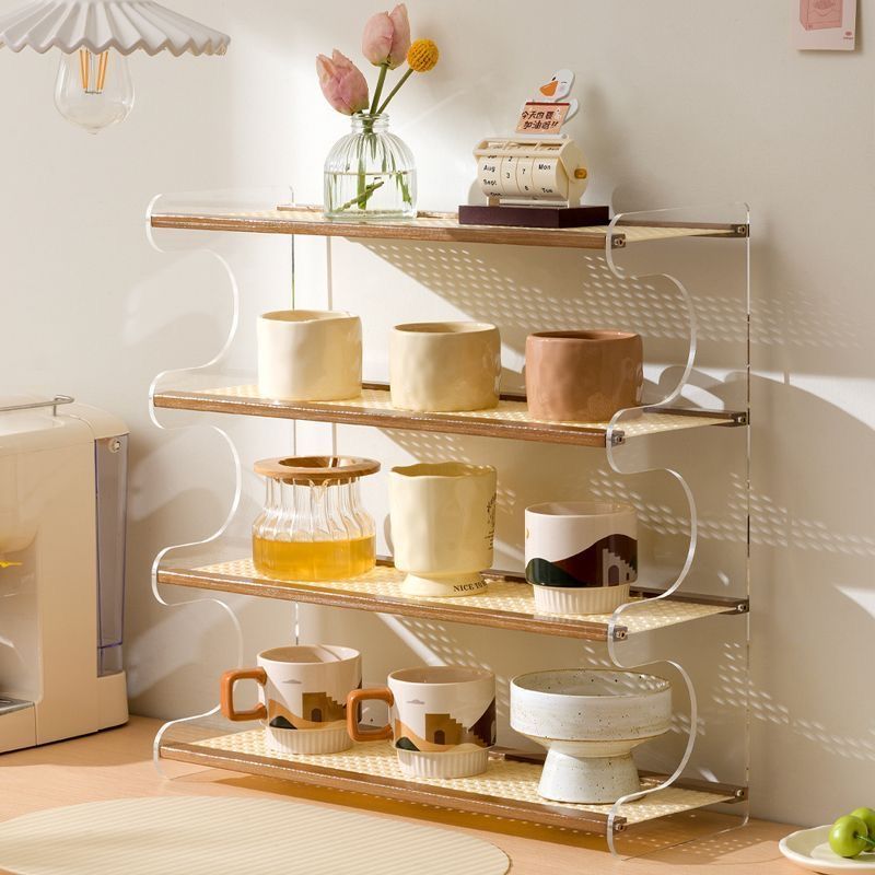 简易茶水柜杯架杯子收纳置物架家用桌面茶具收纳架餐边柜水杯架子