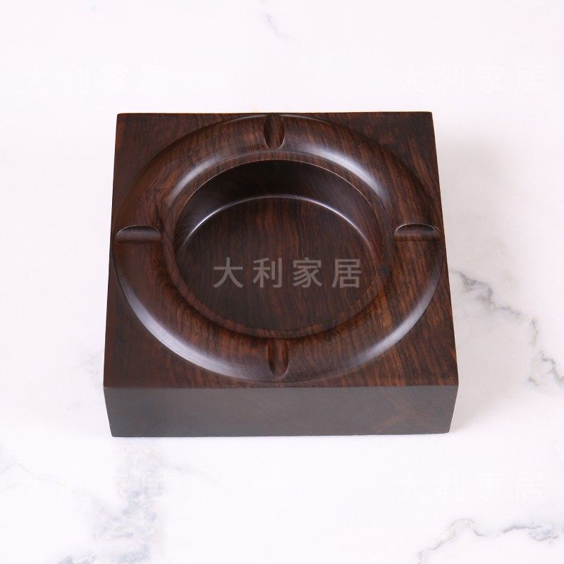（大利家具）LZ烟灰缸黑檀木家用时尚中式加厚大号方形套装复古风