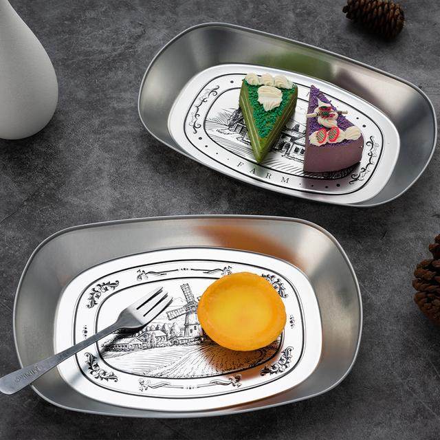 金铂喜复古金属马口铁托盘食品餐厅创意小吃零食大容量水果盘备菜,餐饮具,盘,淘宝优惠券,粉丝福利购,淘宝优惠卷