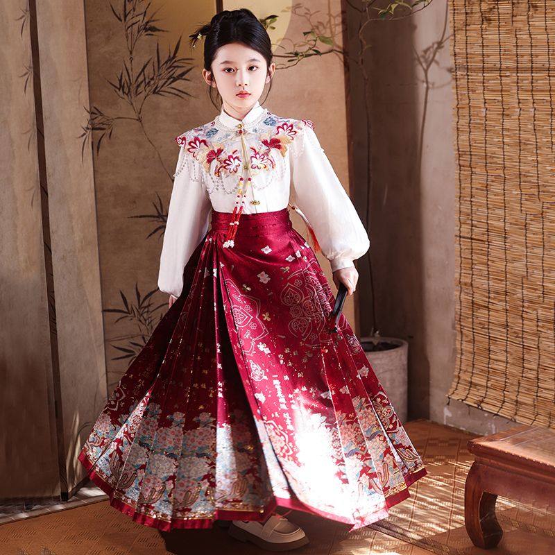 女童马面裙套装2025新款春秋中国风大童儿童汉服新中式唐装秋冬季,童装/婴儿装/亲子装,汉服,淘宝优惠券,粉丝福利购,淘宝优惠卷