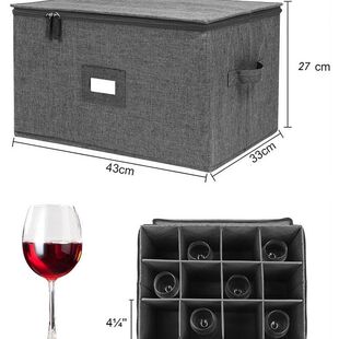 香槟杯收纳盒红酒杯收纳盒12格可折叠布艺葡萄酒杯高脚酒杯收纳箱