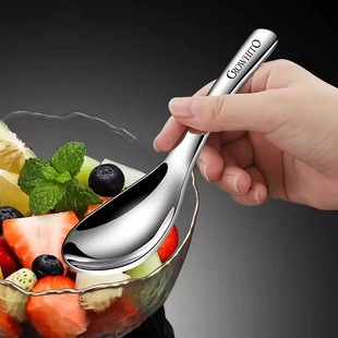 克洛华蒂不锈钢喝汤勺家用调羹食堂吃饭汤匙伯爵银色勺 CROWHITO