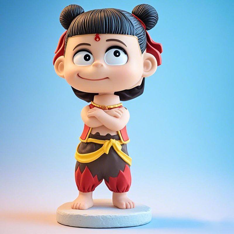 少年哪咤摆件哪吒摇头可爱儿童公仔精致3d立体手办汽车装饰品