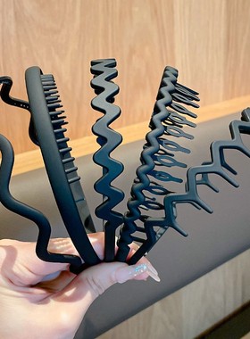 2025新款时尚黑色男女通用头箍外出洗脸专用黑胶防尘发箍