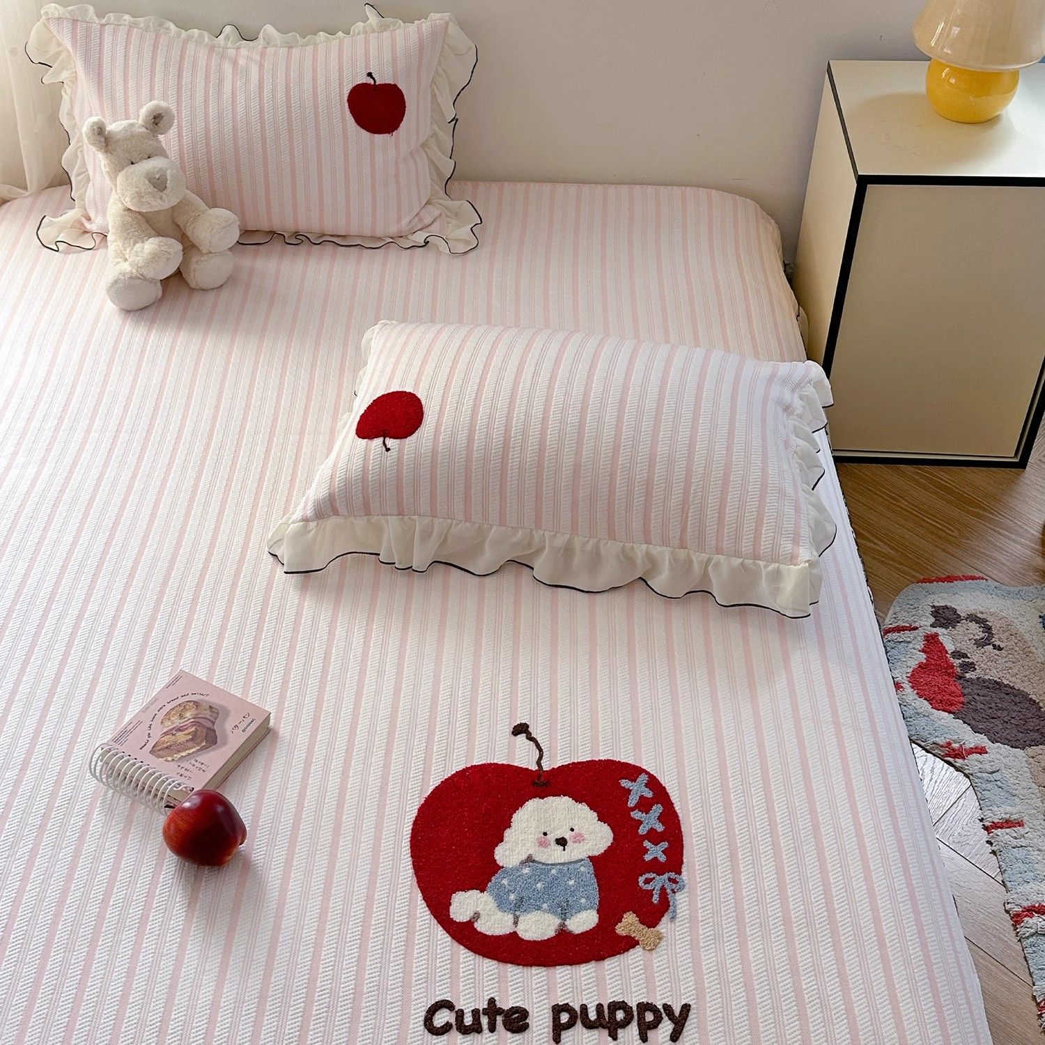 凉垫铺床ins卡通毛巾绣3D冰感凉席1.5m1.8三件套床裙可折叠空调软