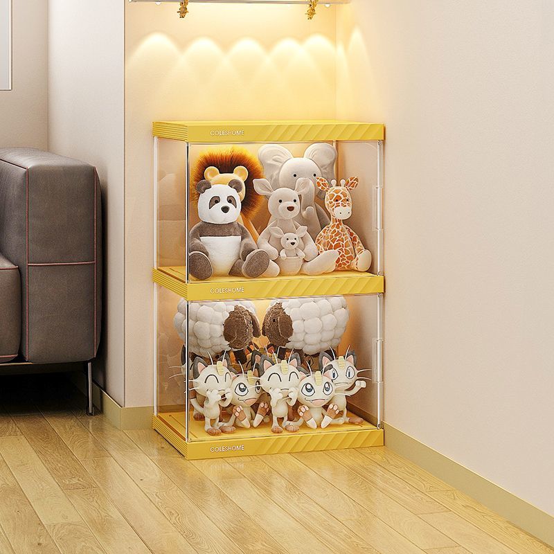 娃娃收纳桶毛绒玩具神器玩偶透明手办展示柜装布公仔筒箱置物架子