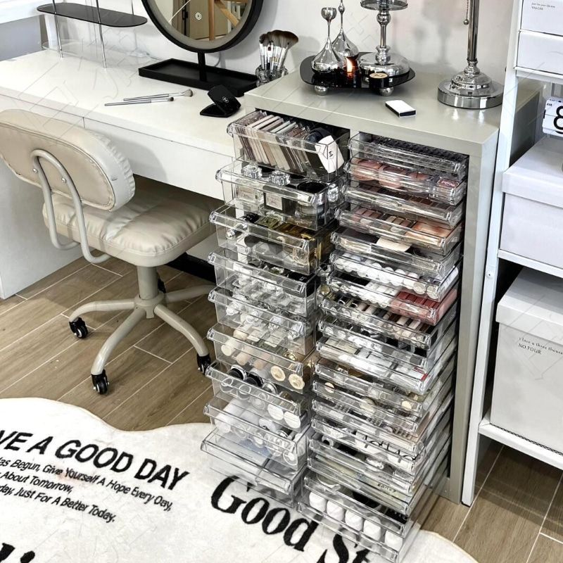 A4文件柜美甲收纳柜家用彩色抽屉式带轮化妆品捏捏谷子吧唧展示柜