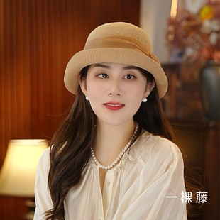 宽松防紫外线 一棵藤25春夏新品 时尚 百搭女士渔夫帽夏天薄款 韩版