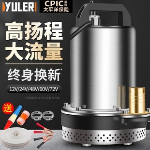 渝乐12V直流潜水泵24V48V60V72V伏电瓶电动车抽水泵机灌溉农用