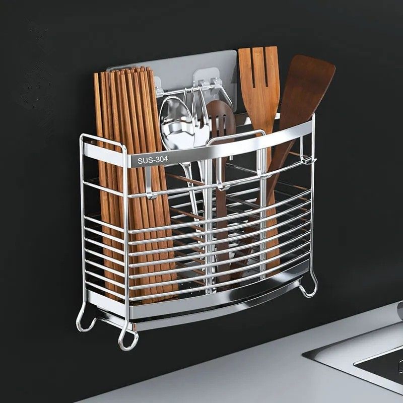 304不锈钢筷子筒壁挂式防霉沥水筷笼家用餐具筷篓收纳置物架免钉,收纳整理,整理架/置物架/收纳架,淘宝优惠券,粉丝福利购,淘宝优惠卷