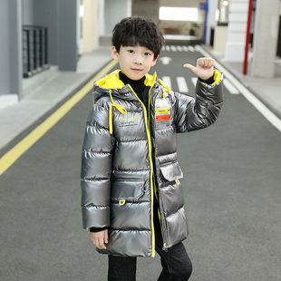 男童棉衣中长款帅气免洗加绒加厚棉服洋气新款亮面长款特厚棉袄男